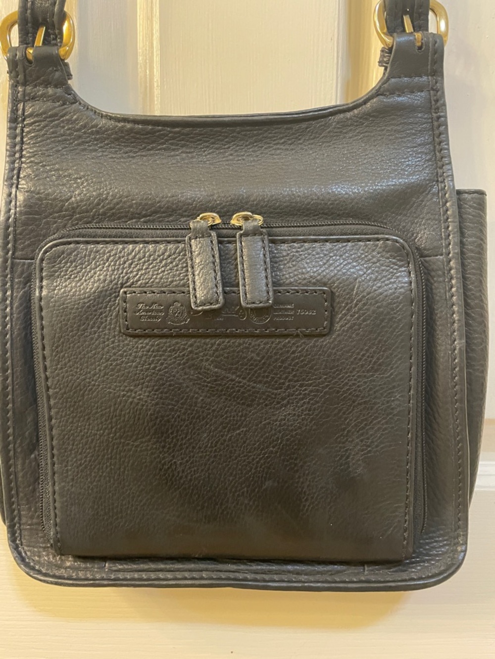 Vintage Fossil Black Leather Crossbody Shoulder Bag Style 75082